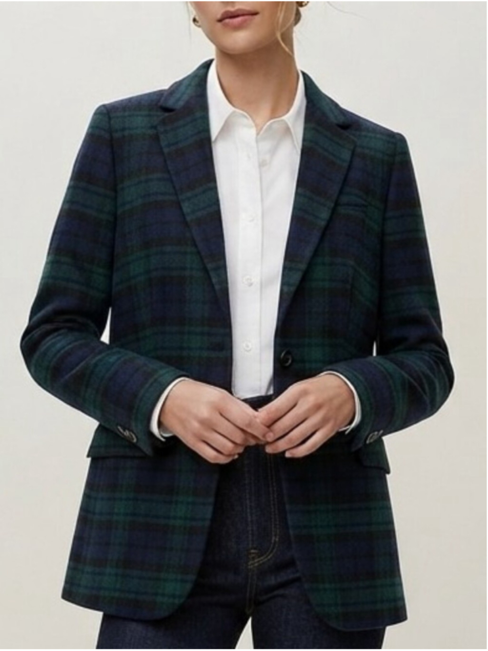 Plaid Tartan Navy Blue Blazer Sz 10 Fits 8 Old Money Preppy Academia Heritage